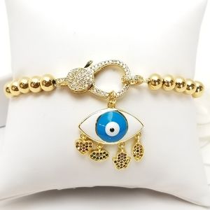 NWT Evil Eye Hamsa 18K Gold Plated Stainless Steel